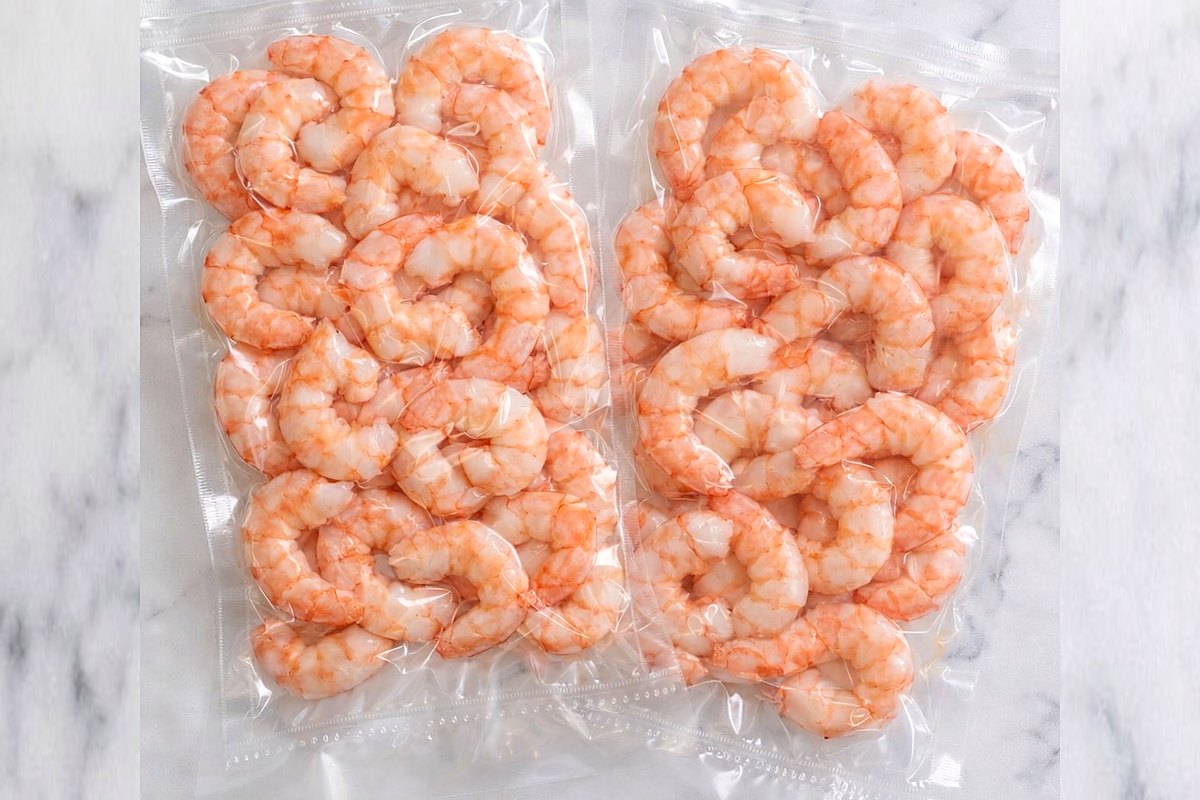 Langostino pelado envasado al vacío